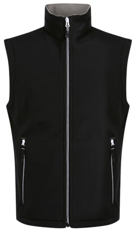 Regatta Professional Herr Ascender Softshell vattenavvisande västar och kroppsvärmare med fleecefoder – perfekt för utomhusbruk, promenader, vandring och camping, Svart/grå, XXL