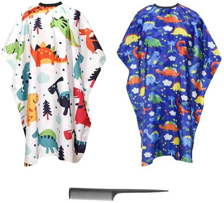 ZOCONE 2 Capas de Peluquería para Niños con Capas de Corte de Peluquería de Dibujos Animados Ajustable Capa de Barbero Profesional Universal con Peine