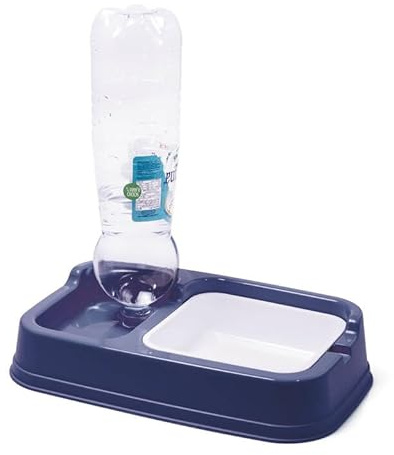Dispenser Cibo e Acqua Cane Gatto Taglia PICCOLA o MEDIA, Doppia Ciotola Kit Mangia e Bevi, Animali Domestici Crocchette Cani Gatti COLORE CASUALE.