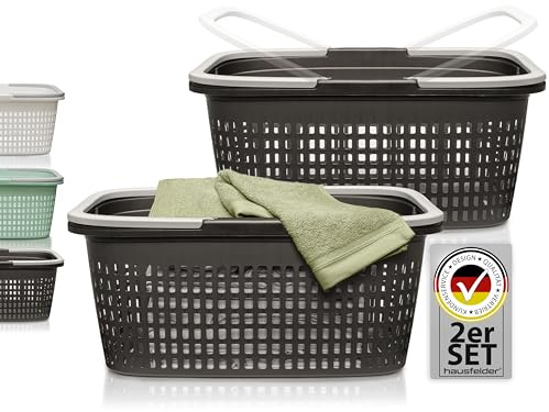 Hausfelder Wäschekorb, 2er Set, 58x37x25cm, Anthrazit