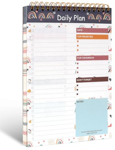 Carnet de listes de choses à faire, planificateur quotidien non daté à spirale A5, bloc-notes non daté, 52 feuilles détachables, bloc-notes pour productivité de liste de contrôle pour le travail, le
