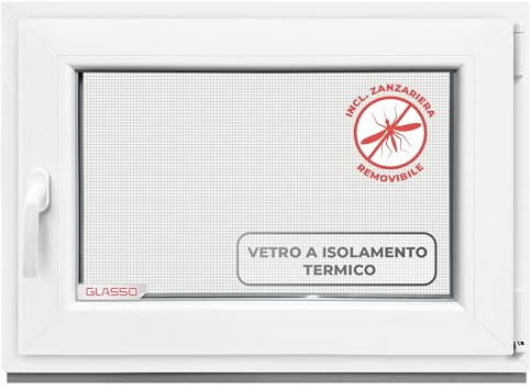 GLASSO Fenêtre 75 x 45 cm triple vitrage – Fenêtre en plastique 76 mm Profil DIN droite L x H : 750 x 450 mm – Idéal pour tous les espaces de vie | Abri de jardin | Fenêtre de garage | Fenêtre de cave