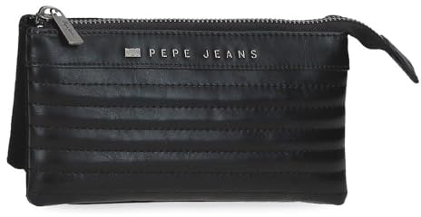 Pepe Jeans Joumma Bags Biker Trousse de toilette Sac à bandoulière Idéal pour organiser plusieurs compartiments, Noir, Monedero, Porte-monnaie