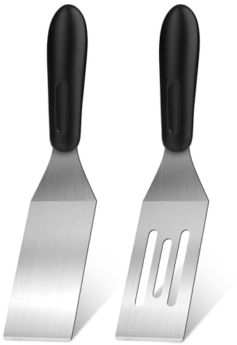 Stainless Steel Spatula Set,Mini Serving Spatula for Kitchen Use,Metal Spatula for Cooking with Heat Resistant Handle,Metal Spatulas for kitchen use for Pancakes、Lasagna、Brownies、Cake and Cookie (2PC)