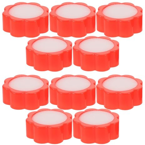 Angoily 10Pcs Finger Moistener Sponge with Flower Design, Red Round Fingertip Wetting Pads for Bank Teller Desk Cash Counting and Sorting, Office Finger Wetting Tool