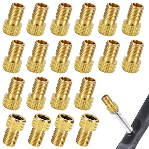 Juego de 20 adaptadores de válvula de bicicleta con anillo de estanqueidad, adaptador de válvula Presta (Sclaverand) y adaptador de válvula Dunlop para válvula francesa, DV y SV