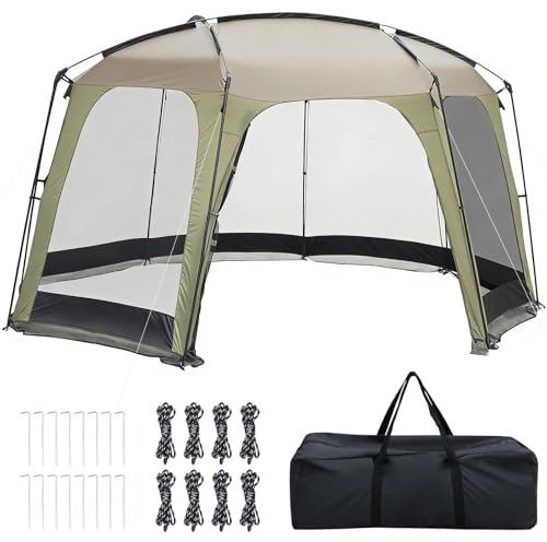 COSTWAY Tente de Camping pour 6-8 Personnes, Tente Dôme Pliable avec Moustiquaire sur Tous Côtés, Tente Portable avec Sac de Transport pour Camping Randonnée, 380 x 355 x 225 cm
