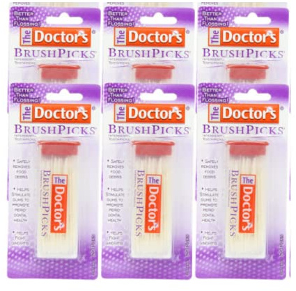 The Doctor's BrushPicks Interdental Toothpicks | 120-Picks per pack | (6-Pack)