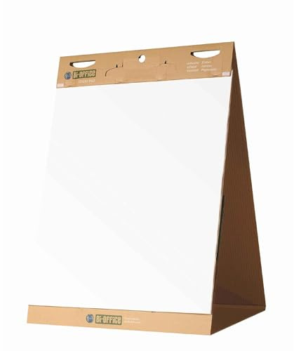 Bi-Office Earth-It Bloc de Reuniones de Papel Reciclado, para Pizarra Rotafolios, Papel Autoadhesivo, 20 hojas por Bloc, 80 g/m², Paquete de 1 Bloques