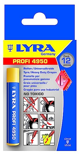 Lyra L4950007-12-1 - Gessetto rotondo per pneumatici, 15 mm, 12 pezzi, colore: Giallo