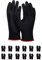 DONAU SAFETY Gants de montage gants/taille 10, 12 paires/Cat.II/Noir/Gants de travail en polyester/polyuréthane/jardinage, constructeurs, mécaniciens