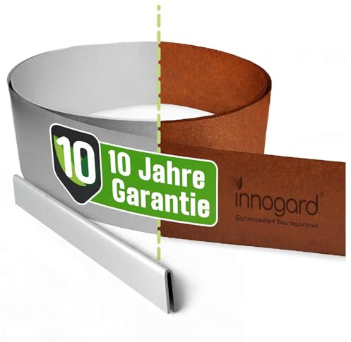 innogard 6012-001 - Nastro di bordatura per prato - in acciaio corten - altezza 20 cm, decorazione del giardino con ruggine - bordo con lunghezza di 10 m