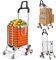 Acyon Einkaufstrolley 8 Räder Treppensteiger Einkaufswagen Einkaufs Trolley Treppensteig mit drehbaren Rollen und Abnehmbarer wasserdichter Tasche aus Canvas,bis 50kg Belastbar,Orange