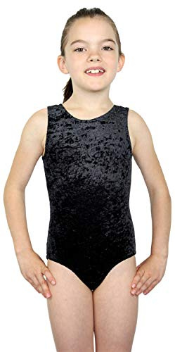 GymStern Turnanzug Body Crash Samt Mädchen Gymnastikanzug Kurzarm Kinder Turnbody kurzärmlich Balettrikot Balettanzug Farbe Schwarz, Größe 140
