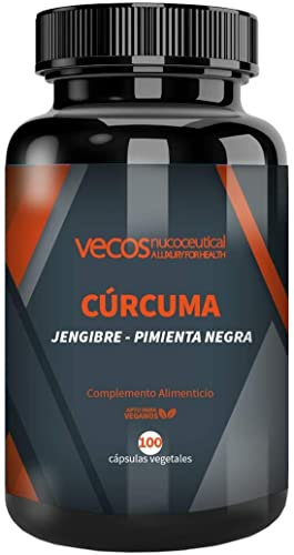 Curcuma en Capsulas (1.100 mg) con Jengibre (200mg) y Pimienta Negra (10 mg) | Suplemento Antioxidante para el Cuidado del Organismo y las Articulaciones | 100% Apto Veganos