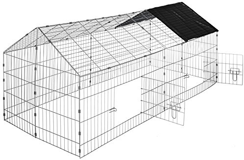 tectake 402421 Rabbit Yard with Sun Protection - Black