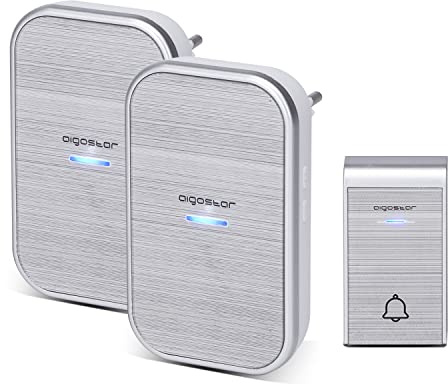 Aigostar - Campanello Senza Fili, Campanello Wireless Impermeabile IP44 da Esterno, Portata 150m con 36 Melodie e 3 Livelli di Volume, 1 Trasmettitore + 2Ricevitor