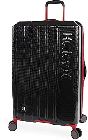 Hurley Swiper Hardside Spinner Check in Gepäck 73,7 cm, Schwarz/Red, 29 Check In, 8-Rad 360 Grad Spinner, Trolleygriff mit Druckknopf, SuperABS-Hartschalentechnologie