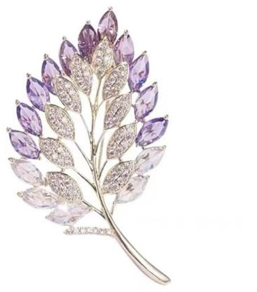 Crystal Shining Leaf Purple Brosche für Frauen Leaf Shape Pin Strass Kleidung Mantel Brosche Pflanze Revers Pin Anzug Kleid Schal Zubehör Hochzeit Geschenk Schmuck