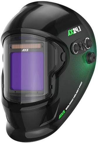 AIXZGLOBAL Casco da saldatura True Color, grande schermo di visualizzazione auto oscurante, cappuccio per saldatura con 4 sensori ad arco 4-5/5-9/9-13 per casco saldatore MIG TIG MMA GRINDING