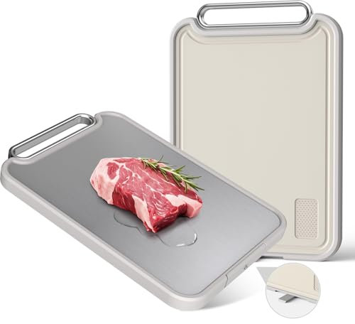 TravLand Tabla de cortar de titanio, de doble cara, no tóxica, sanitaria, saludable, hecha de titanio y polipropileno, ideal para la preparación de alimentos de cocina y necesidades de picar