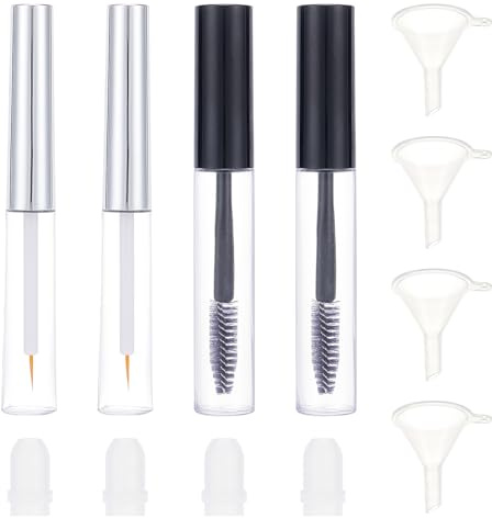 NICENEEDED 10ml Empty Mascara Tube and Wand Eyelash Cream Container Bottle, 7ml Transparent Empty Eyeliner Tubes Serum Applicator, Eyelash Bottles with Mini Funnels and Leak Stoppers
