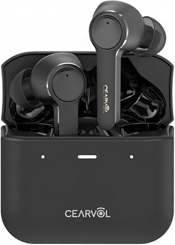 Cearvol Dispositivo Amplificatore Vocale Bluetooth con Custodia di Ricarica Portatile Quattro modalità Riduzione del Rumore Design Invisibile per Perdita Uditiva da Lieve a Moderata,Nero