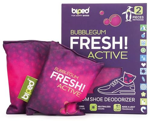 biped FRESH! ACTIVE – Déodorant pour chaussures avec charbon actif de bambou – coussin parfumé ou version PURE sans huile – contre la transpiration et les mauvaises odeurs z2926(BUBBLEGUM)