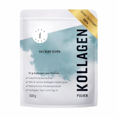 Collagen Pulver [500g] Kollagen Hydrolysat | Peptide Typ 1 & 3 | Rein & natürlich | Hohe Bioverfügbarkeit | Hochdosiert | Geschmacks- & geruchsneutral | In DE laborgeprüft | Proteinpulver