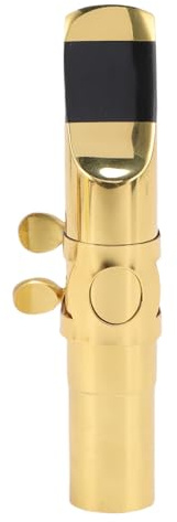 Jeffergarden Tenor Alto Saxófono Boquilla Latón Metal Tenor Boquilla de Saxo Alto con Tapa Tipo 5 Kit de Llave Plana B para Principiantes Profesionales
