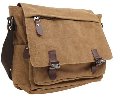 Happyyami Stilren Rymlig Canvas Axeväska för Studenter Crossbody Messenger Bag med Dragkedja för Shopping Fester Resor