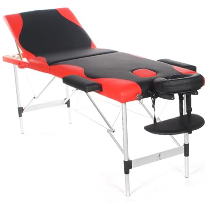 Portable Massage/Tattoo Table Bed Foldable Beauty Salon Couch Red and Black
