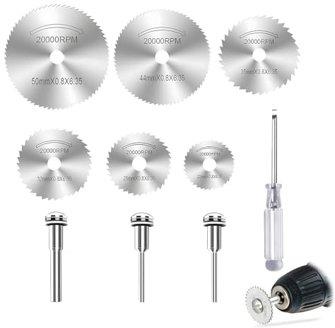 Disques de Coupe HSS 6 Tailles — Mini Lames de Scie Circulaire pour Outil Rotatif, Découpe Bois Plastique Aluminium Cuivre Tôle Fine et Fibre de Verre, Bricolage et Réparations, avec Tournevis Offert.