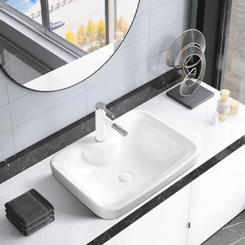 Lavabo De Cerámica For Baño, Bajo Encimera, Duradero Y Resistente, Rectangular, Ideal For Apartamentos, Balcones, Guardarropas Y Caravanas.(58x44x18.5cm)