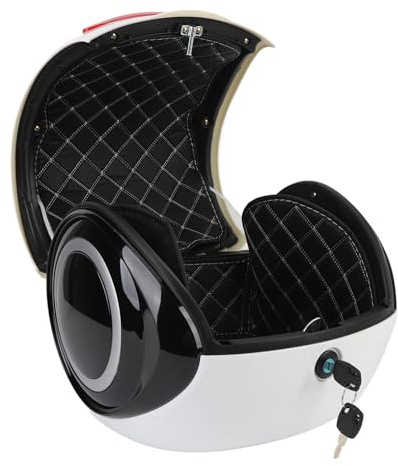 Pissente Bauletto per Moto da 32 Litri, Vano Portaoggetti in ABS Resistente all'acqua per Caschi e Accessori, Installazione Semplice con Strisce Riflettenti per la Sicurezza (WHITE)