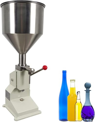 Manuell fyllningsmaskin för vätskor och pastor, justerbar volym 5–50 ml, läckagesäker munstycke, bricka ingår, passar flaskhöjd 95–160 mm, perfekt för krämer och såser
