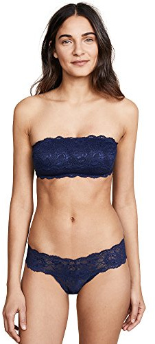 Cosabella Women's Say Never Flirtie Bandeau Bra, Semi-Sheer, Navy Blue, L