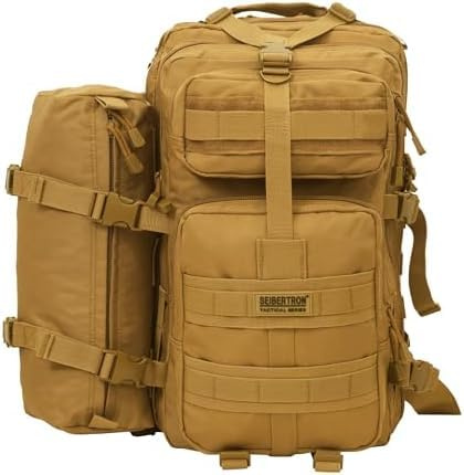 Seibertron Falcon étanche Militaire Armée Tactique Sac à Dos Compact Assault Pack Molle (Khaki 37L+1)