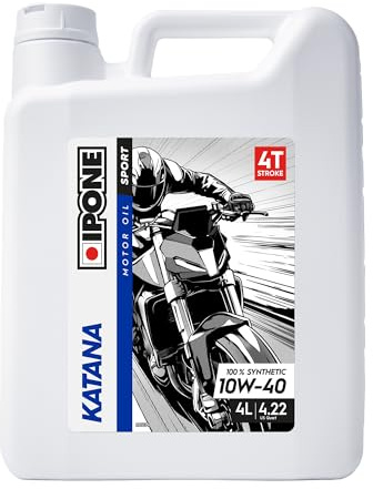 IPONE - Huile Moteur Moto 4 Temps 10W40 Full Power Katana - 100% Synthétique avec Esters – Passage de Vitesse Plus Fluide - Bidon 4L, noir