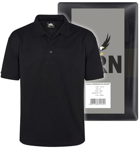 ORN Black Polo Shirt for Men Adult, Heavyweight Polo T-Shirt for Work & Casual Wear, Hard-Wearing Premium Quality Mens Workwear Poloshirt, 1150-Large