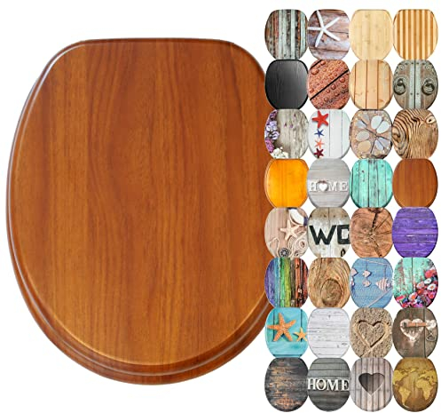 Sanilo Sedile WC con chiusura ammortizzata, grande scelta di copriwater da legno robusto e di alta qualità (Mogano)