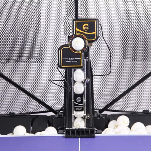 Suz Table Tennis Robot with Net Ping Pong Ball Machine S201 Automatic Machine for Training with 40mm+ Table Tennis Balls