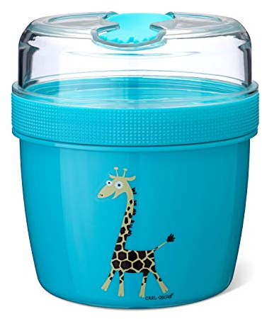 Pequeña Caja de Dos Piezas Bento Box La Caja de Dos Piezas con Bolsa de Hielo Mantiene Varias Horas fría, Incl. Cubiertos, en Turquesa Ø 11,7 x 12,9 cm, 0,6 L + 0,3 L