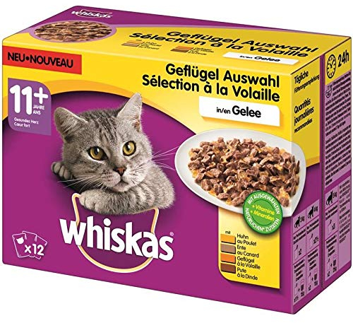 Mars Katze Whiskas Portionsbeutel Multipack 11+ Geflügelauswahl Gelee 12x100g (Menge: 4 je Bestelleinheit)