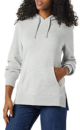 Amazon Essentials Felpa da Donna in Spugna Francese con Cappuccio, Grigio mélange, L