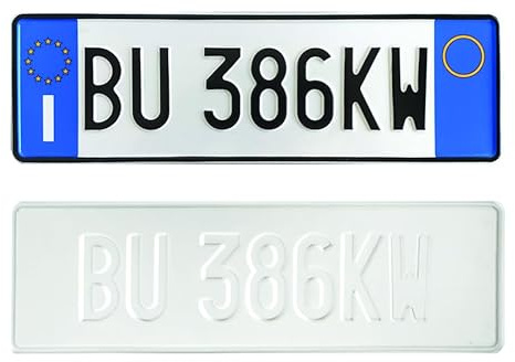 Targa Personalizzata - Modello Anteriore - Catarifrangente in Alluminio con Caratteri Battuti, Punzonati in Rilievo, Made in Italy