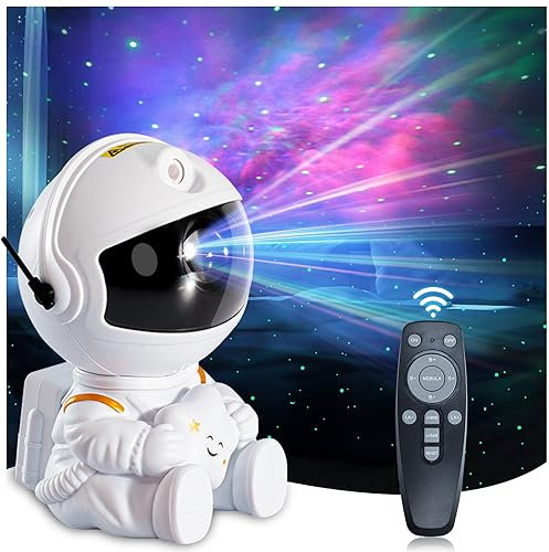 Florarich Stjärnprojektor nattlampa nebulosa galax projektor fjärrkontroll söt mini astronautljusprojektor för barnrum, lekrum, tak dekoration