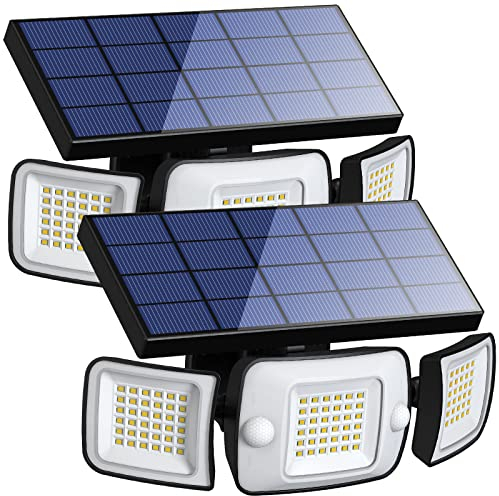 INTELAMP Solarleuchten für den Außenbereich mit Bewegungsmelder,2 Stück Solarlampen für Außen,6000 mAh,108 LED,Solarlampe für den Außenbereich,ideal für Terrasse,Veranda,Garage,Hof,IP65 wasserdicht