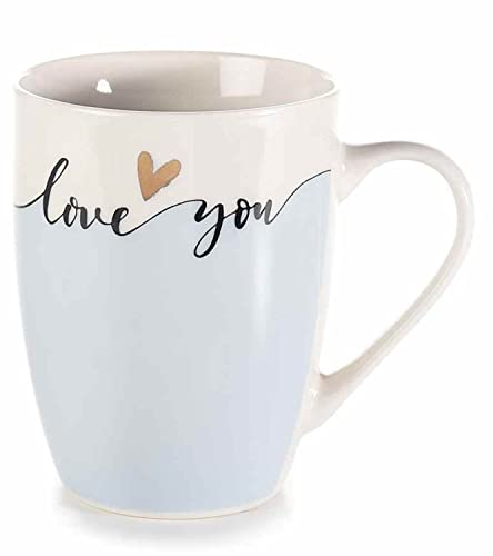Grupo Darik Taza de Café con Leche Grande de 280ml | NO apta para Microondas | Taza de Porcelana | Tazas Desayuno | Tazas Originales (AZUL)
