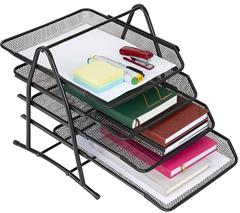 Deco Express Büro Organizer mit 4 Ablagen - Ablagefächer Stapelbar als Briefablage A4 oder Organizer Büro Bürobedarf